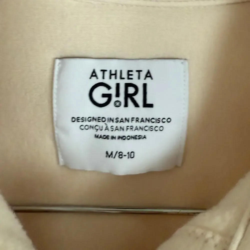 Athleta Girl Cream Fleece Lined Snap Button Down Shacket Medium Athleisure Basic